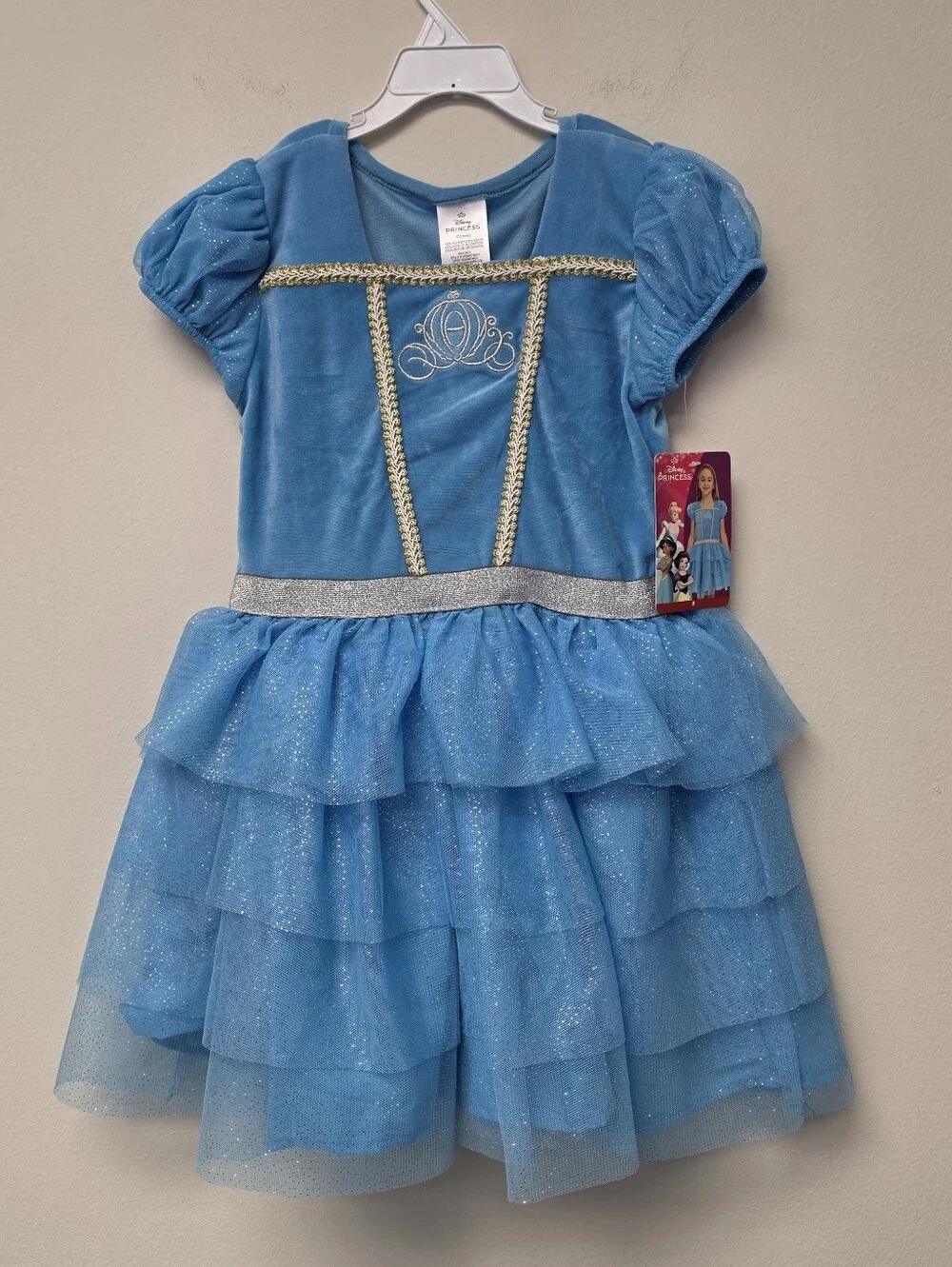 Disney Cinderella Princess Tutu Velour top Tulle Skirt Dress Blue 8